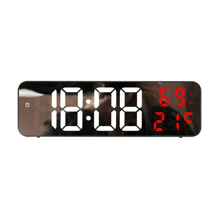 BSGSH Clearance Loud Alarm Clocks Led Digital Wall Clock Large Screen Wall Mounted Time Temperature and Humidity Display Electronic Alarm Clock Holder Wall Clock Plug In Version Clock