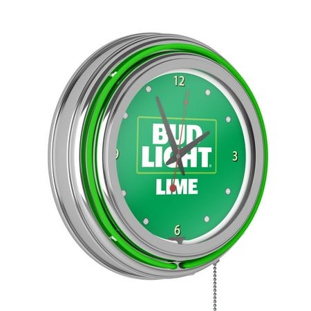 Bud Light Lime Retro Neon Analog Wall Clock with Pull Chain