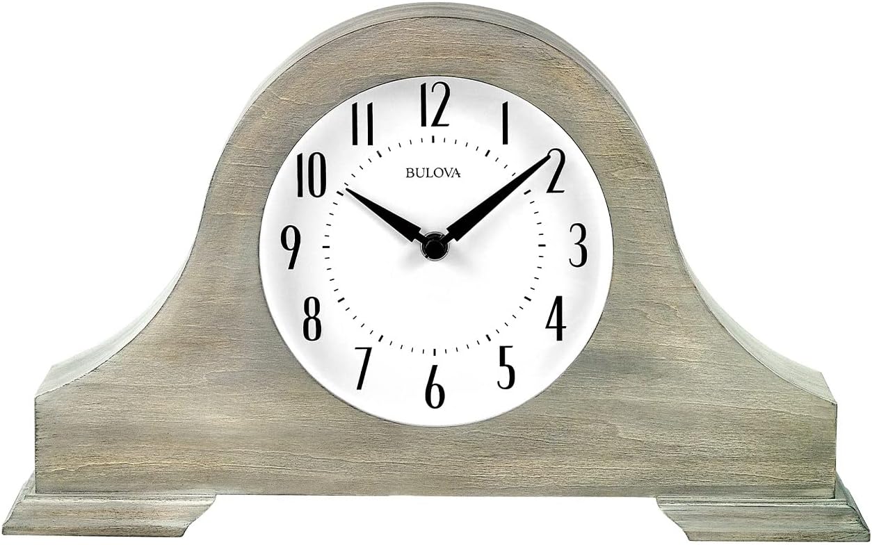 Bulova Clocks B1932 Peterborough, Warm Gray Finish, Chime, Tambour Style, Vintage Home Décor