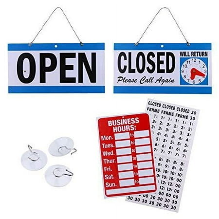 Business Hour Open Closed Sign - Bundle of Office Hours Sign Will Return Clock with Suction Cups for Door Window Businesses Stores Restaurants Bars Retail Barbershop Salon Shops