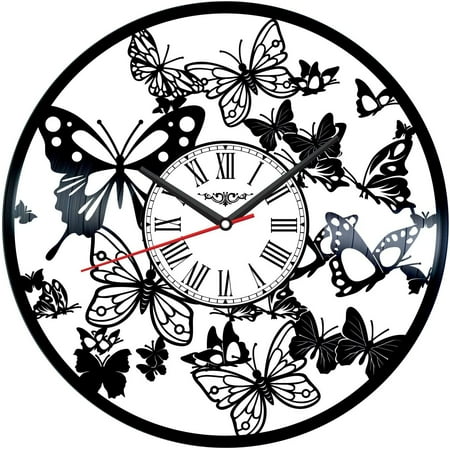 Butterflies Vinyl Record Wall Clock Retro style Wall clock Silent Home Decor Unique Art Special Home Accessories Creative Personality Gift