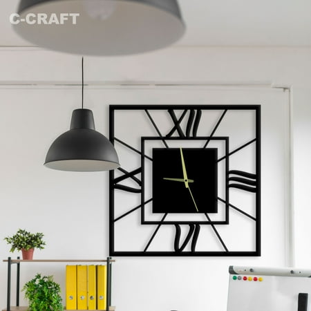 C-CRAFT Square Modern Wall Clock Silent 14 Inch for Living Room Wall Decor