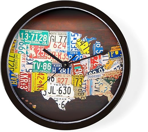 CafePress United States License Plate Map Unique Decorative 10 Wall Clock