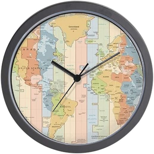 CafePress World Time Zone Map Unique Decorative 10" Wall Clock