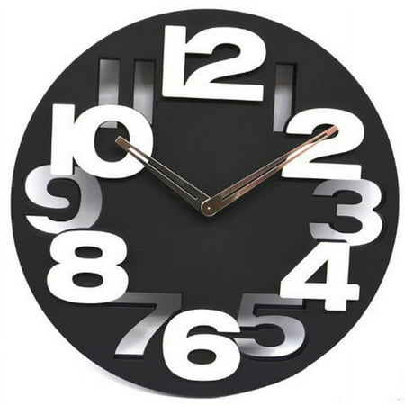 Changmusheng Novelty Hollow-out 3D Big Digits Kitchen Home Office Decor Round Shaped Wall Clock Art Clock (Black)