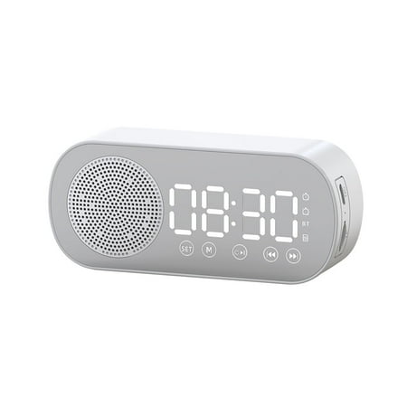 CHAXIN Wireless Bluetooth-Compatible Speaker HIFI Music Box Soundbar Support TF Card Clock Dual Alarm Bedroom Student Clock FM Radio LED Music Player 1200mAh USB Rechargeable Large Screen