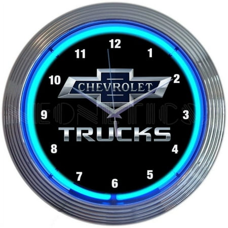 CHEVY TRUCKS 100TH ANNIVERSARY BLUE NEON CLOCK – 8CHVTK