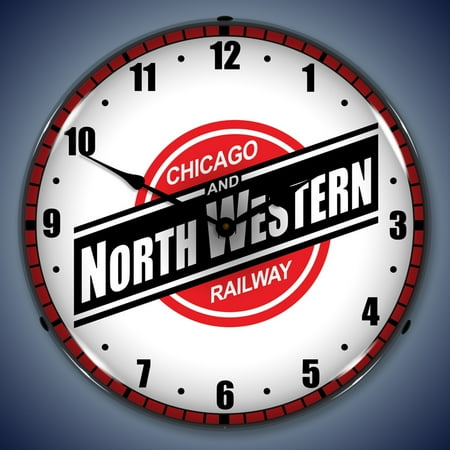 Chicago North Western Railroad Wall Clock, Lighted