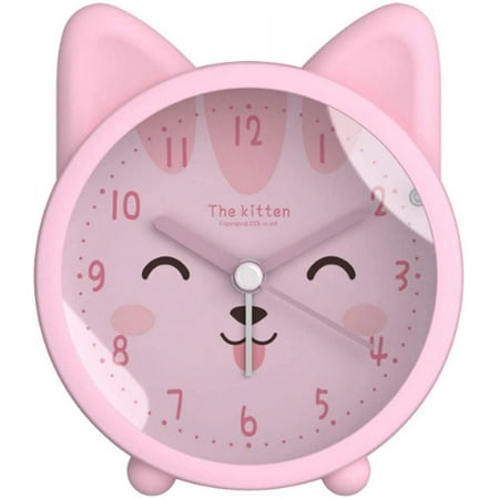 Children Cute Animal Dog/Cat Alarm Clock Silent Non Ticking Silicone Clock Night Light Travel Clock