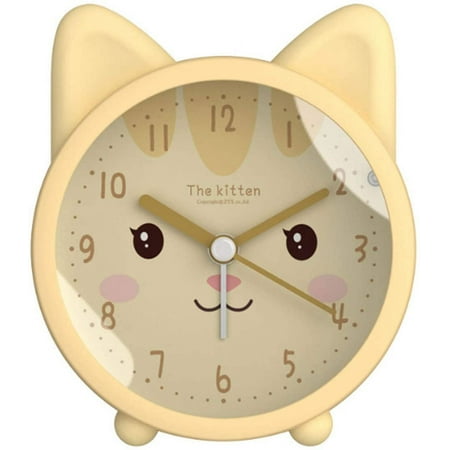 Children Cute Animal Dog/Cat Alarm Clock Silent Non Ticking Silicone Clock Night Light Travel Clock