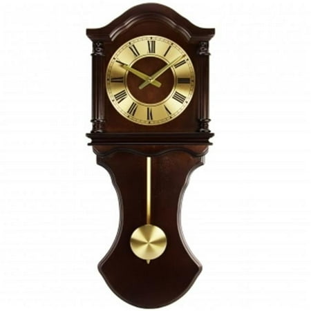 Chocolate Wood Wall Clock with Pendulum & Chimes