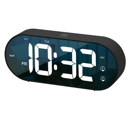 Cixywyi Voice-activated Digital Alarm Clock,1200mAh Digital Clock Battery Operated,16 Music Alarm Clock,Dual Alarm Clock,LED Display Clock