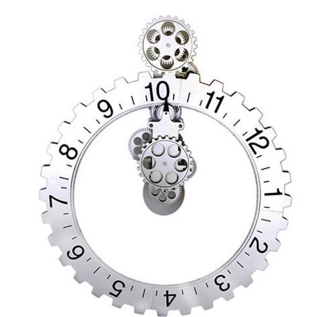 Classic Creative Home of the Continental Bell Gear Clock, Unique Amazing DIY Home Wall Clock, Admirable Rejor for Living Room (Silver)