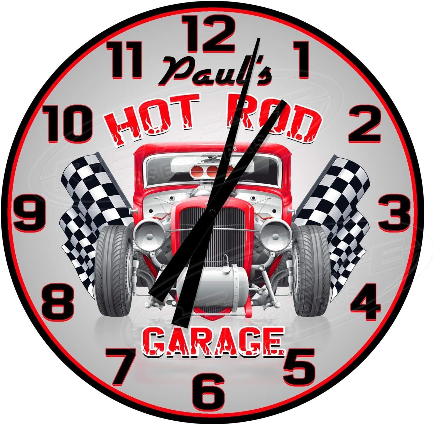 Classic Hot Rod Garage 12 Diameter Aluminum Metal Round Wall Clock