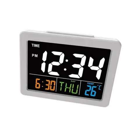 Clearance Sale! Kaireo Clock, Clock, Digital Wall Clock Color Large Screen Lcd Display Alarm Clock with Date and Day of Week Temperature Desk Clock for Office Living Room Bedroom, 1X Clock, White