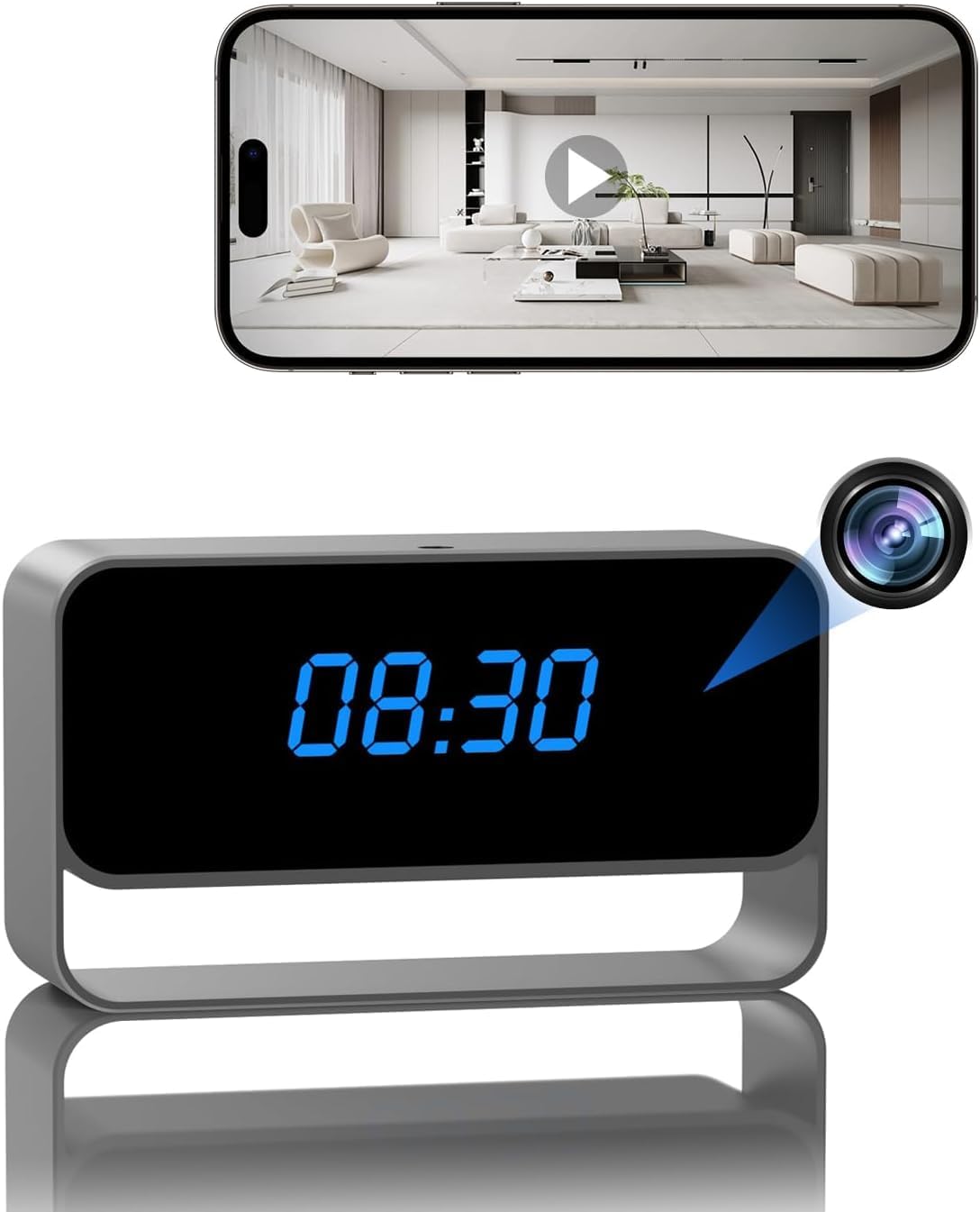 Clock Camera - Full HD 1080P Wireless Camera - WiFi Nanny Cam for Home Indoor Security - WiFi & Bluetooth Connection 【Upgraded】