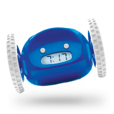 Clocky Alarm Clock on Wheels (Original) |Extra Loud for Heavy Sleeper (Adult or Kid Bed-Room Robot Clockie) Funny, Rolling, Run-Away, Moving, Jumping (Navy)