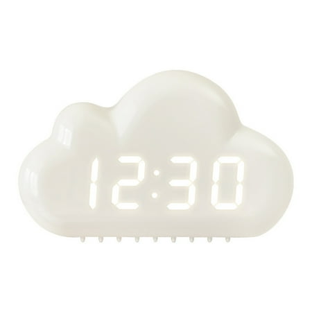 COFEST Creatives Alarm Clock,Four Clouds,Voice Controlled Led Clock,Bedside Snooze Small Alarm Clock,Student Calendar Night Light Electronic Clock White