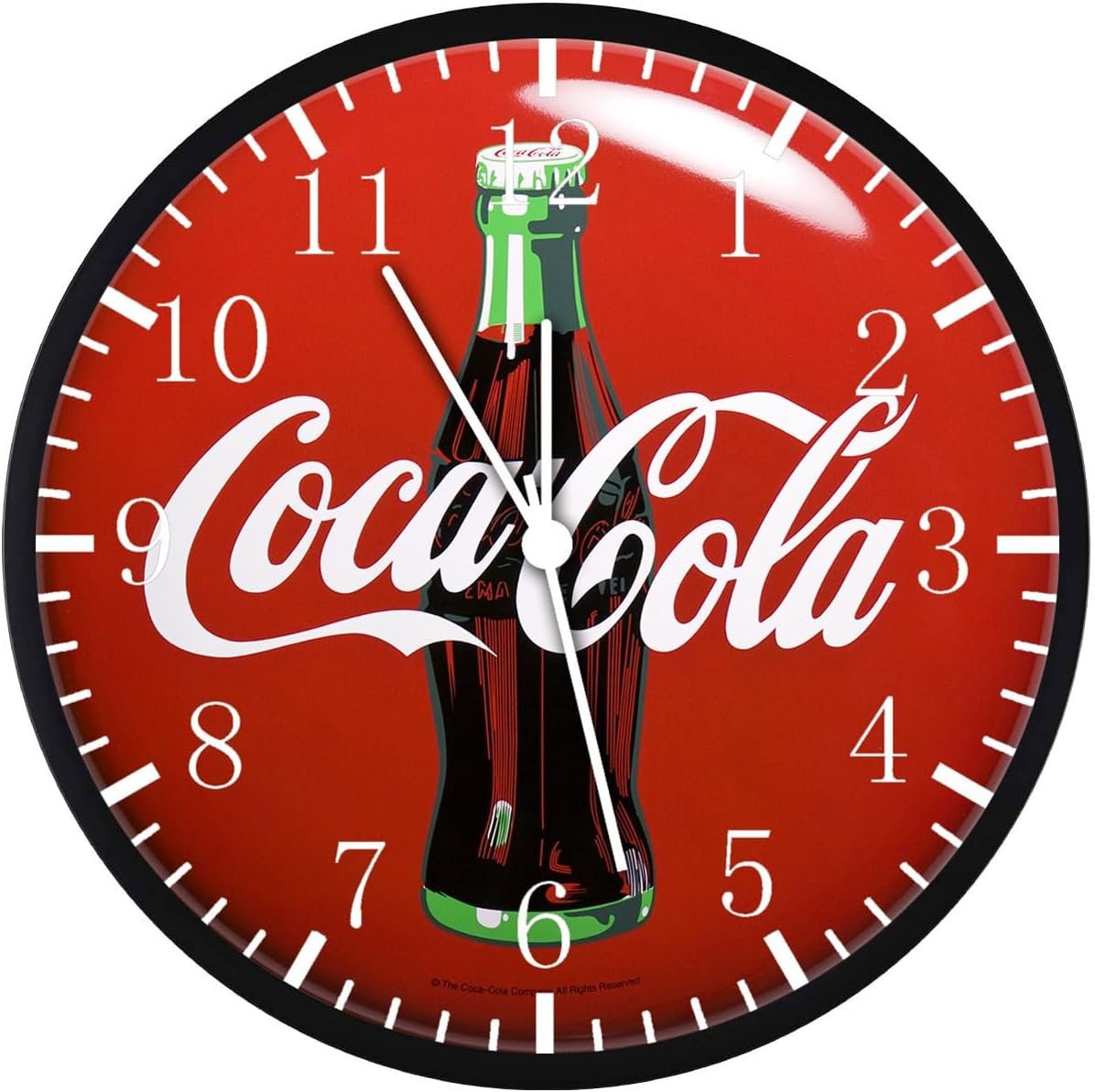 Cola Wall Clock Large 12" Clear Glass Face Silent Non-Ticking Nice for Gift or Décor G157