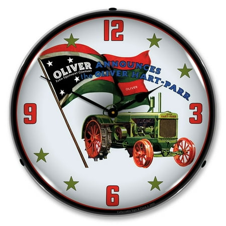 Collectable Sign and Clock Oliver Hart Tractor LED Lighted Premium Wall Clock