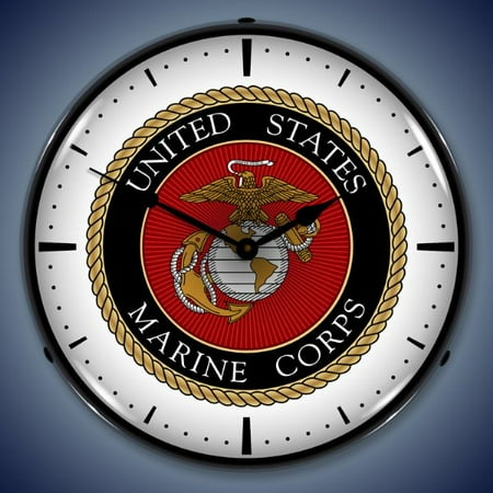 Collectable Sign and Clock US Marine Corps LED Lighted Premium Wall Clock