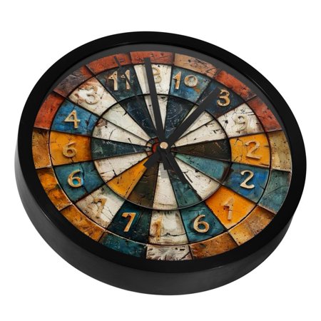 Colorful Dart Board Silent Wall Clock, Non Ticking Battery Operated 9.8 Inch Wall Clocks for Bedroom Kitchen Home Office School Art Decor