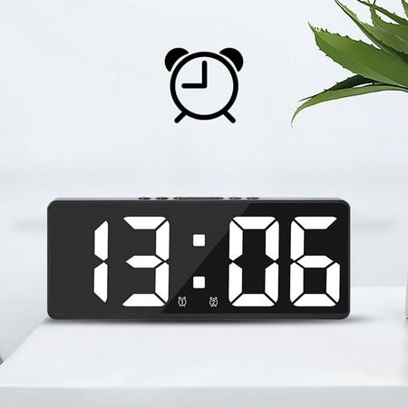 COM1950s Digital Clock Large Display,Digital Alarm Clock Simples Led Large Digital Display Fashion Alarm Clock Fully Functional Desktop Bedside Study Kitchen Clock Black Frame