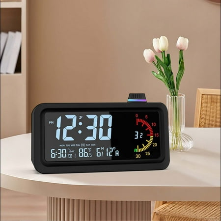 COM1950s Light Up Alarm Clock Digital Electronic Clock Lcd Color Sceen Display Visual Alarm Clock Timer 12/24H Switching Countdown Time Alarm Clock with Multiple Alarms