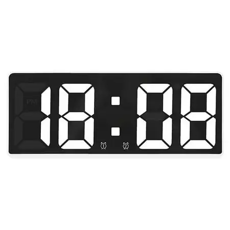 Control time/date/sound activation/countdown and five level brightness and volume alarms - black shell white light