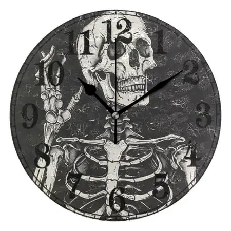 Cool Human Skeleton Silent Wall Clock 10 Non-Ticking Battery Clock