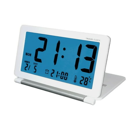 COOLL Compact Folding Clock Foldable Digital Clock Foldable Travel Alarm Clock with Backlight Date Temperature Display Silent