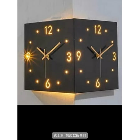 Corner Clock Double-Sided Wall Clock Living Room Creative Simple Modern Two-Side Wall Clock Punch-Free Fashion Yang Angle Clock Ins Style