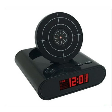 Creative Infrared Target Alarm Clock Lazy Alarm Clock LED Red Word Display Digital Clock Mute Office Employee Alarm Clock Gift, Black