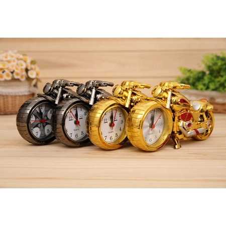 Creative Motorcycle Shape Clock Retro Alarm Clock for Home and Office Use Vintage Motorcycle Alarm Clock (Gold)