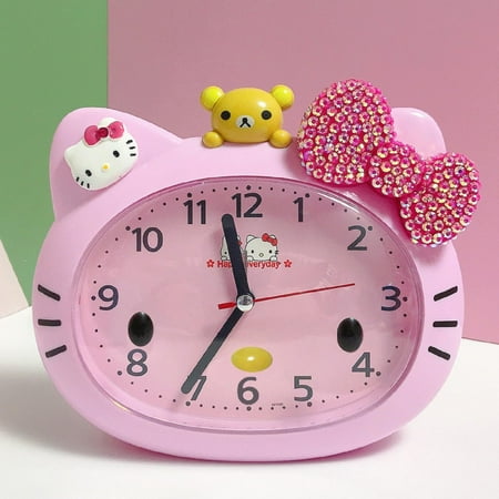 Cute Alarm Clock Cartoon Kitty Cat Bedside Alarm Clock Kawaii Room Decoration Clock Gifts for Girls and Boys