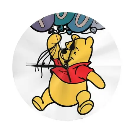 Cute Cartoon Winnie The Pooh Round Wall Clock Decorative & Creative Dual-Purpose Clocks Battery Operated for Home/Office/Classroom/School Clock