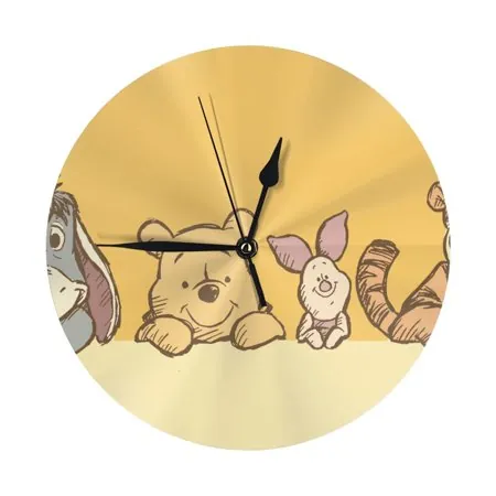 Cute Cartoon Winnie The Pooh Round Wall Clock Decorative & Creative Dual-Purpose Clocks Battery Operated for Home/Office/Classroom/School Clock