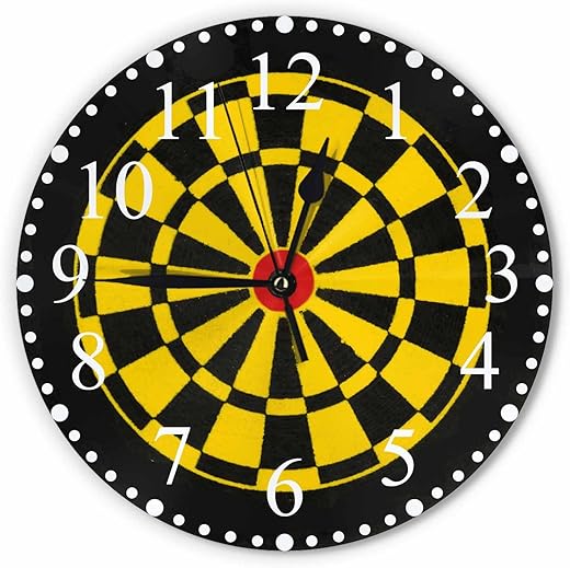 Darts Board Wall Clock 10 Inch Battery Operated Clock Silent Non-Ticking Modern Clocks Decorative for Home Kitchen Living Room Bathroom Office