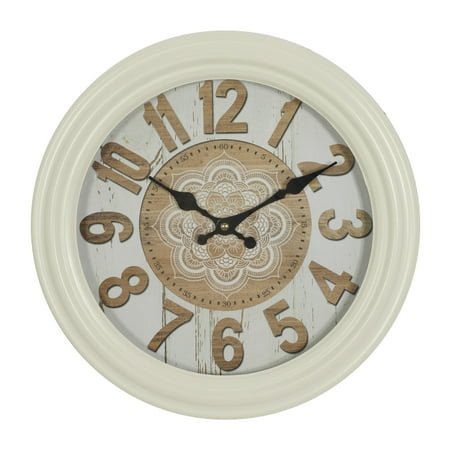 DecMode 14 White Metal Fluted Frame Wall Clock