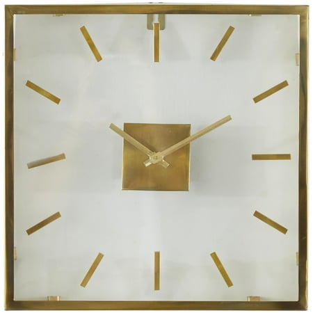 DecMode 16 Gold Stainless Steel Metal Wall Clock with Clear Face