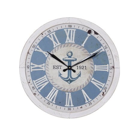 DecMode 24 White Metal Anchor Wall Clock