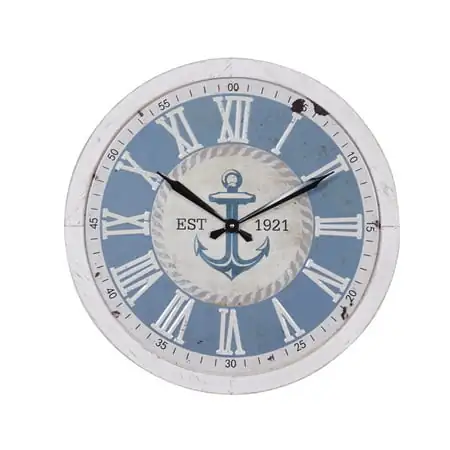 DecMode 24 White Metal Anchor Wall Clock