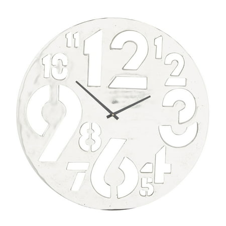 DecMode 2W, 24H Aluminum Contemporary Wall Clock, Silver, 1-Piece