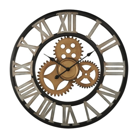 DecMode 30 Brown Metal Gear Wall Clock