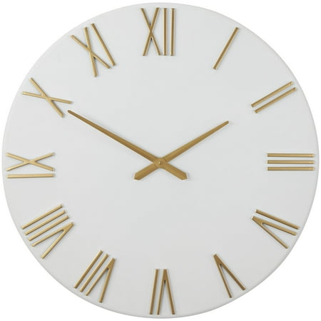 DecMode 31 White Metal Wall Clock with Gold Hands and Numbers