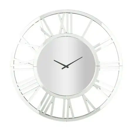 DecMode 40 Silver Glass Mirrored Wall Clock