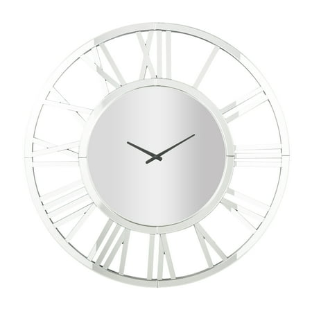 DecMode 40 Silver Glass Mirrored Wall Clock