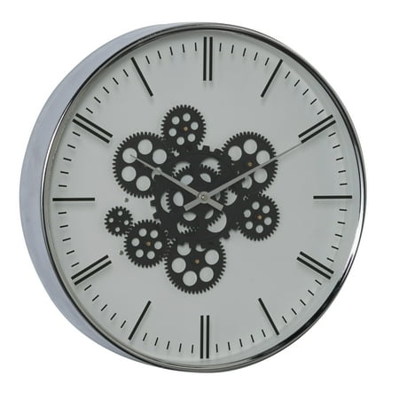 DecMode Round Metal Wall Clock, White