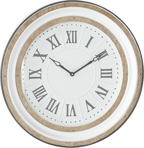 Deco 79 Metal Decorative Wall Clock Wall Clock for Home, Wall Clock for Room 24 x 3 x 24, White