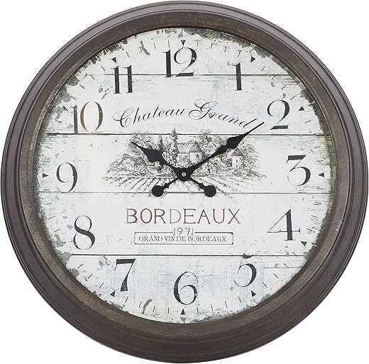 Deco 79 Vintage Metal Wall Clock, 28 x 4 x 28, Brown